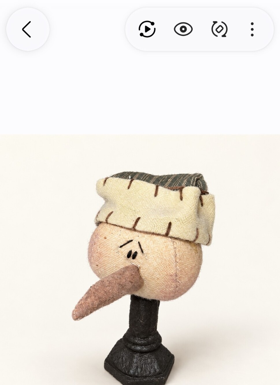 Primitive Folkart Snowman On Spindle 4 Inch